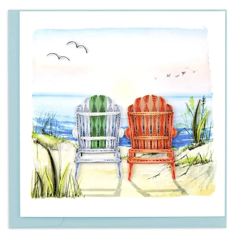 Beach Adirondack Chairs Quilled Art Card 1