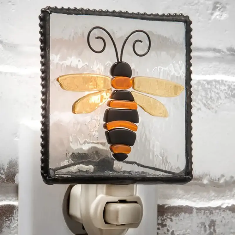Bee Motif Fused Glass Night Light 1