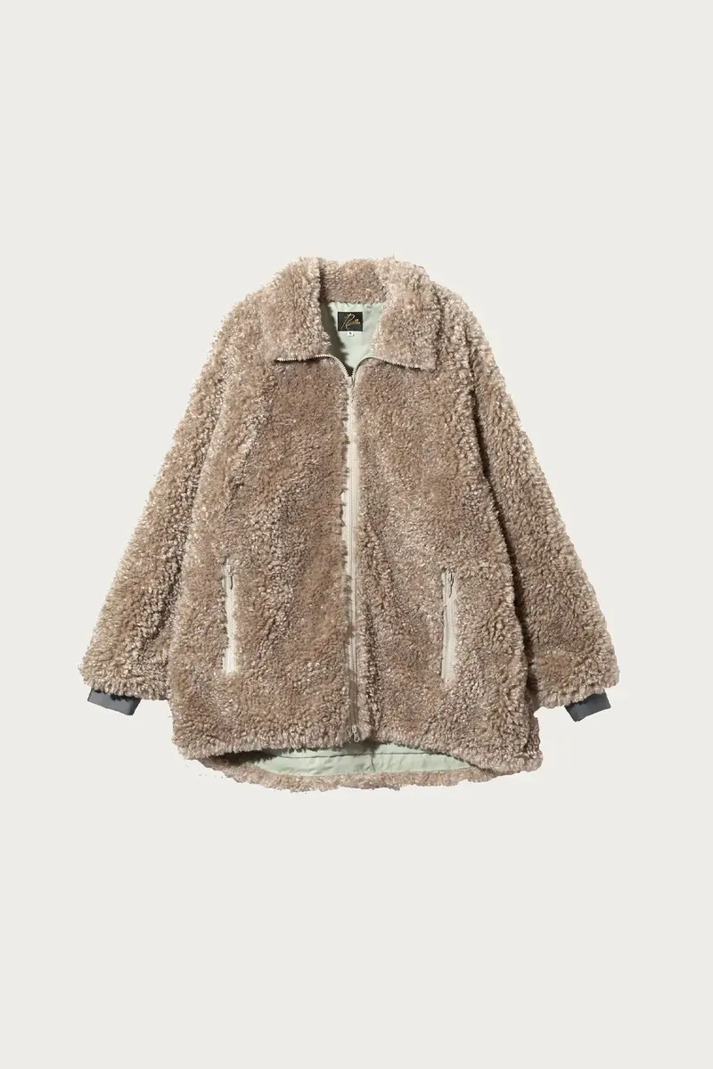 Beige Curly Poly-Fur S.C. Fur Trapper Jacket 1