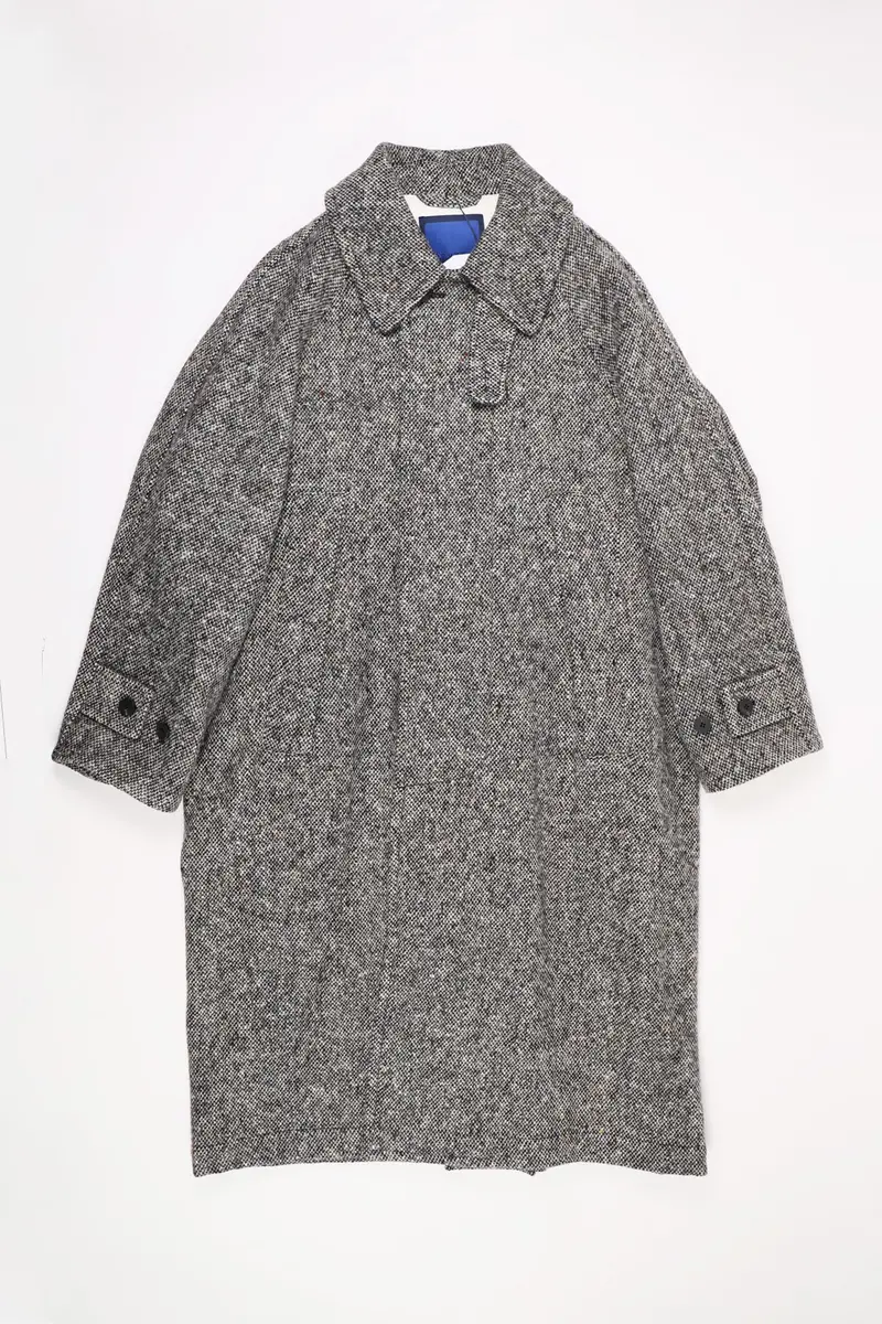 Beige Donegal Tweed Balmacaan Featuring Inverted Pleats 1
