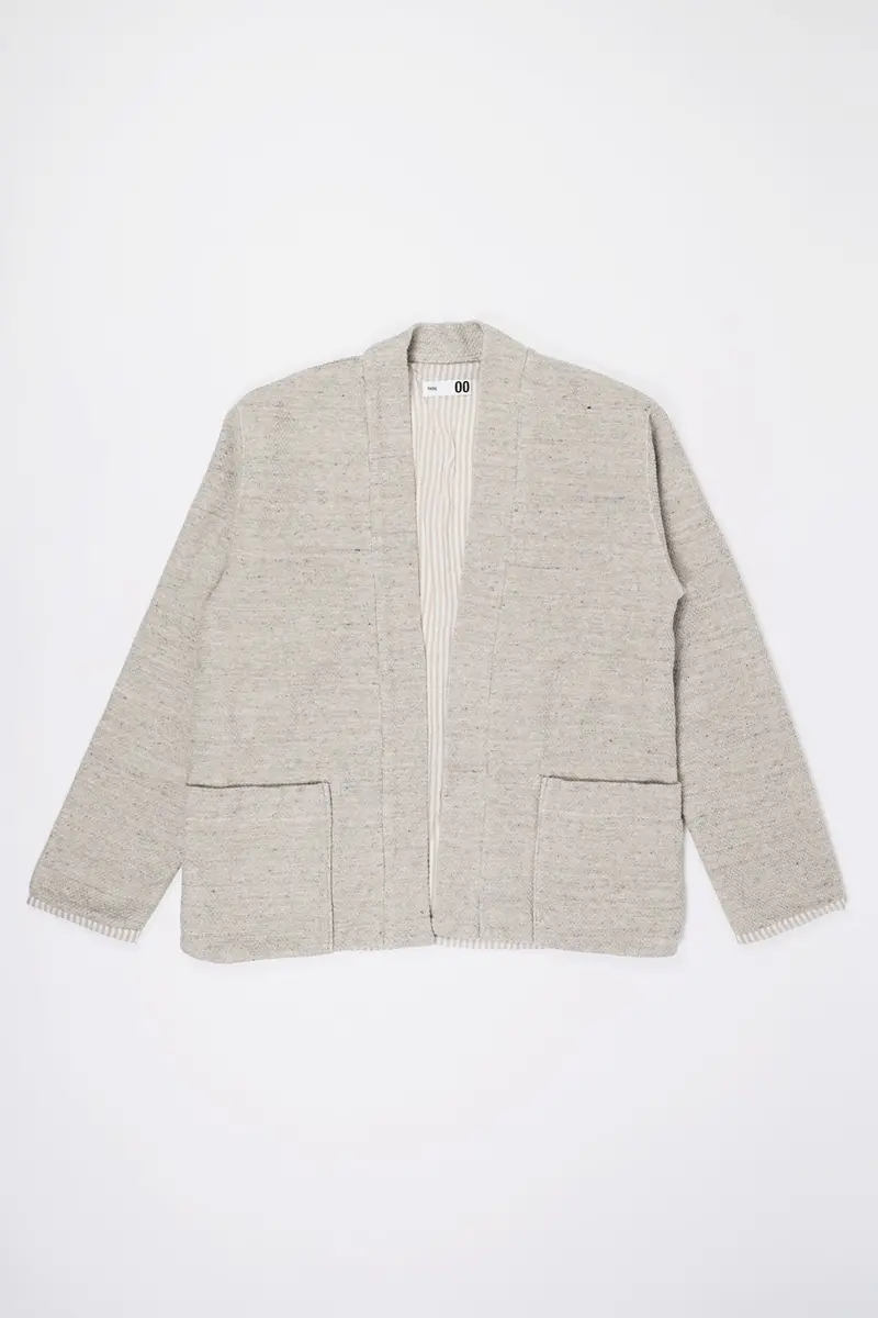 Beige Honeycomb Jersey-Lined Relaxed Cardigan 1