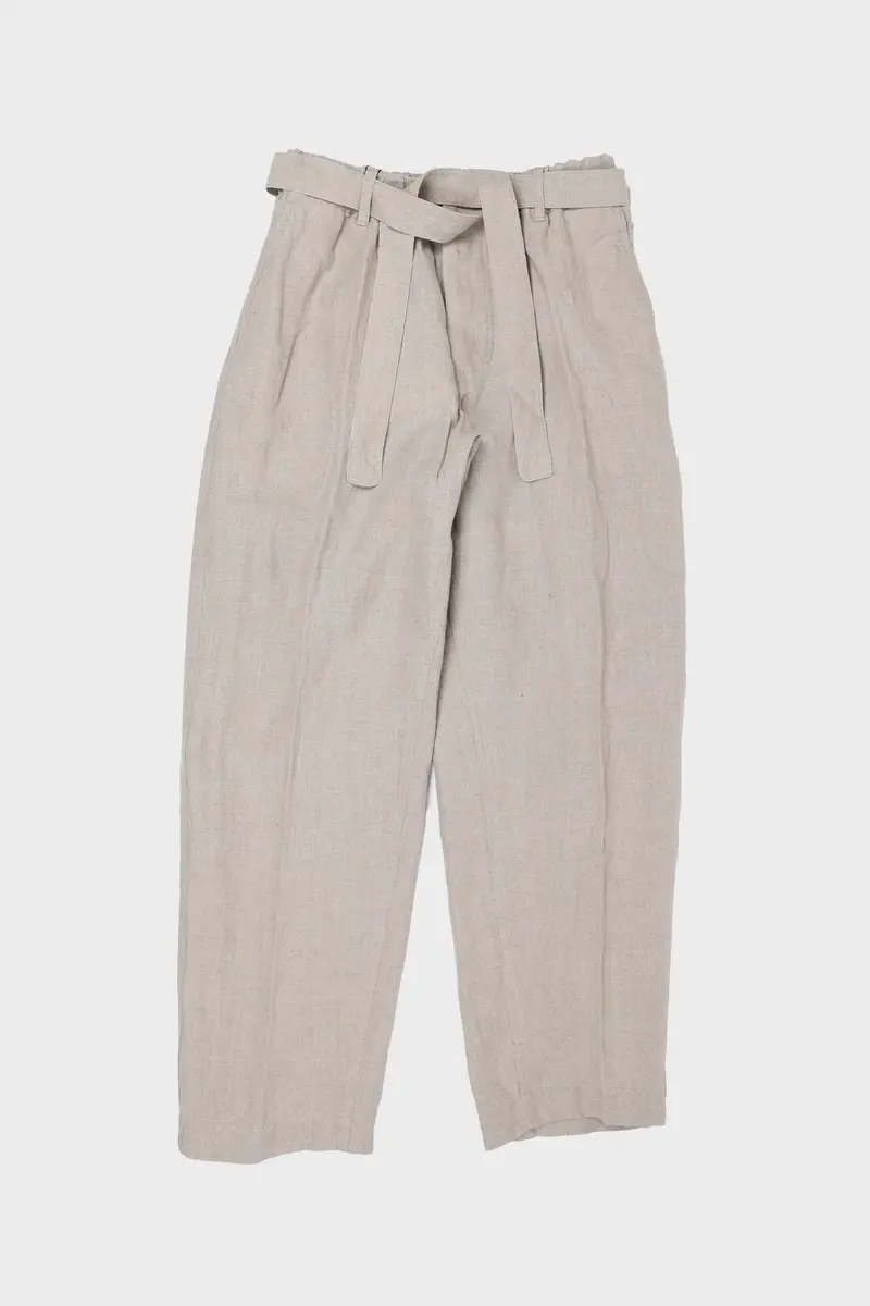 Beige Irish Linen Relaxed-Fit Trousers 1
