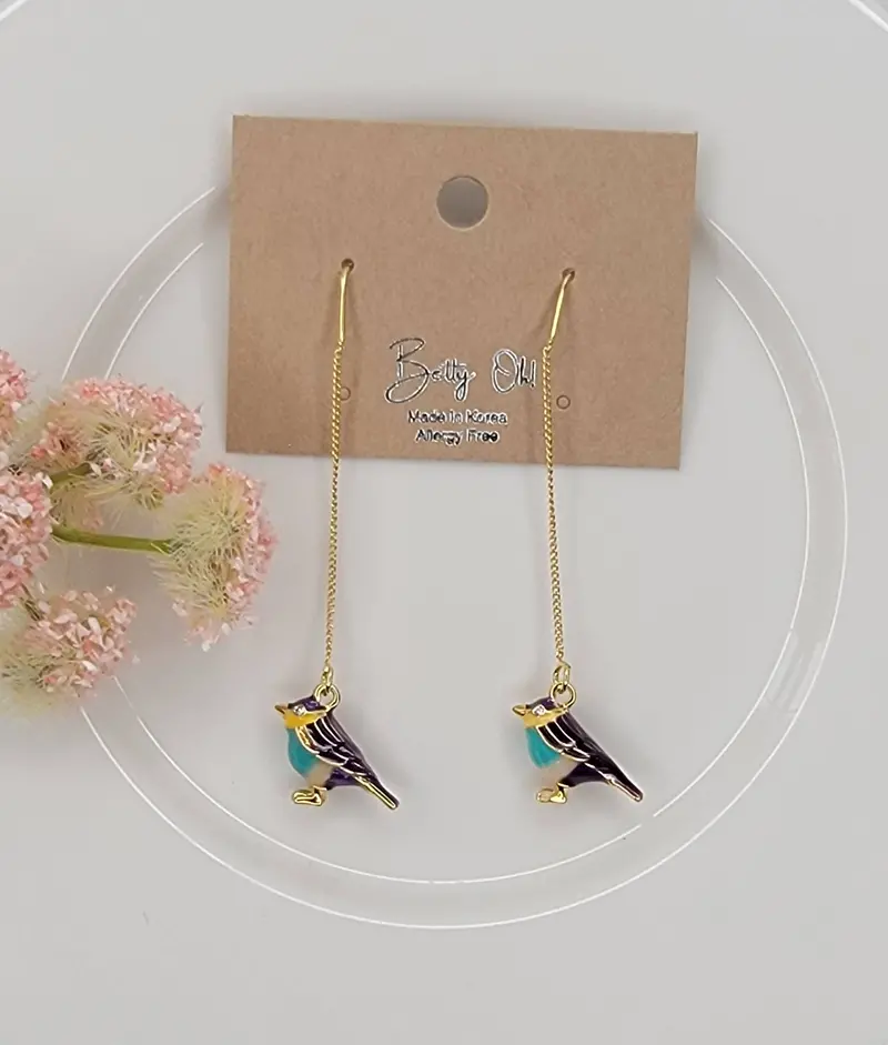 Bird Threader Earrings – Lightweight Hanging Avian Jewelry 1