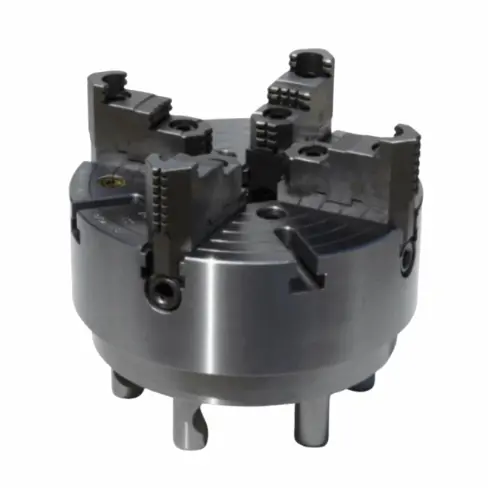 Bison Poland 10" 4-Jaw Independent Lathe Chuck – Steel Construction, D1-8 Backplate #4343-10"-8 1