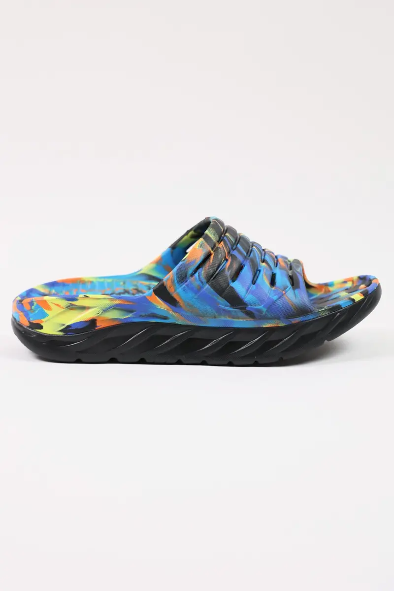 Black And Diva Blue Ora Recovery Swirl Slide 1