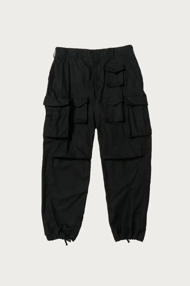 Black Brushed Herringbone Fa Pants – Casual Cotton Trousers 1
