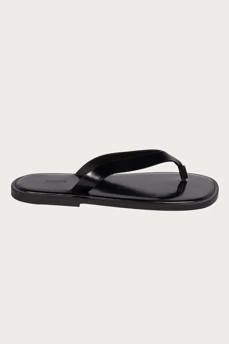 Black Leather Tong Sandals 1