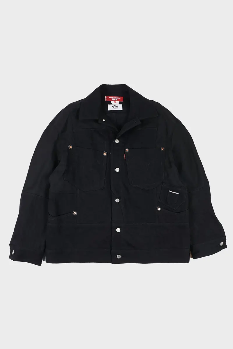 Black-Mix Patchwork Denim Chore Coat 1