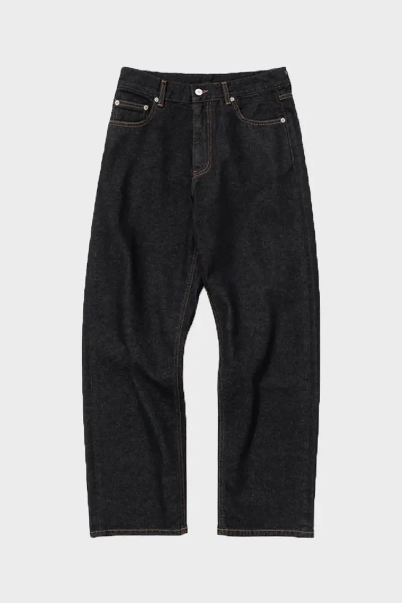 Black One-Wash Comfort Denim Trousers 1