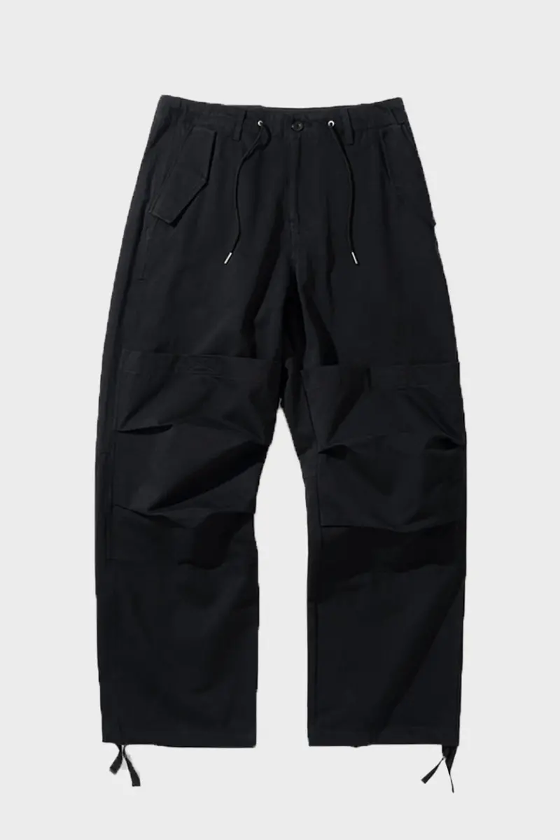Black Parachute-Style Tactical Pants 1