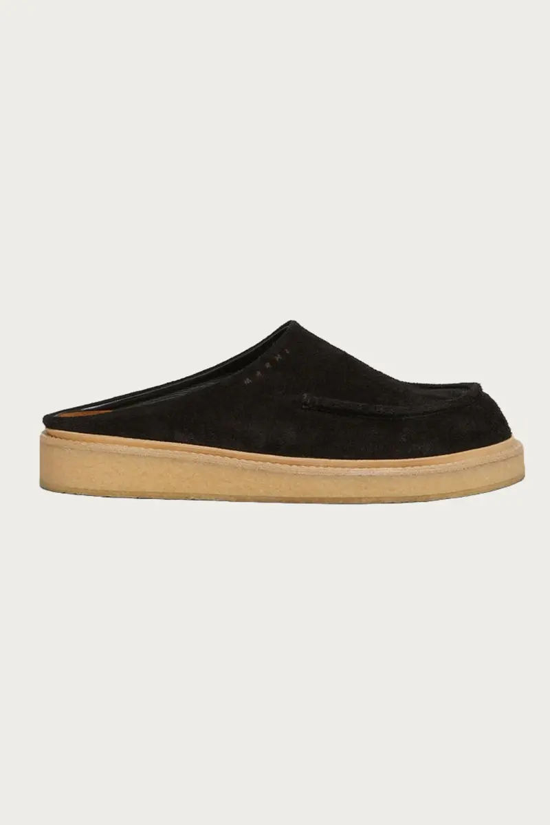 Black Suede Sabot Slip-On Shoes 1