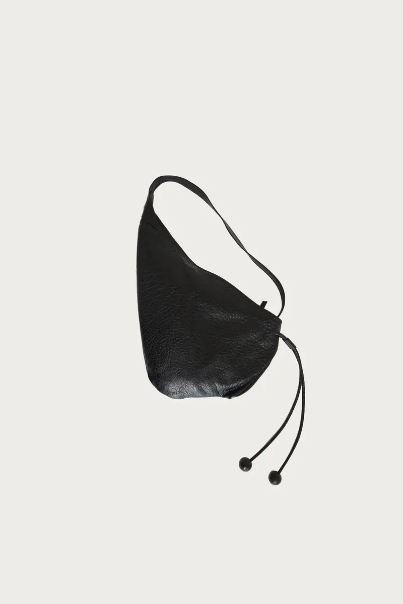 Black Textured Leather Saddle Bag 1