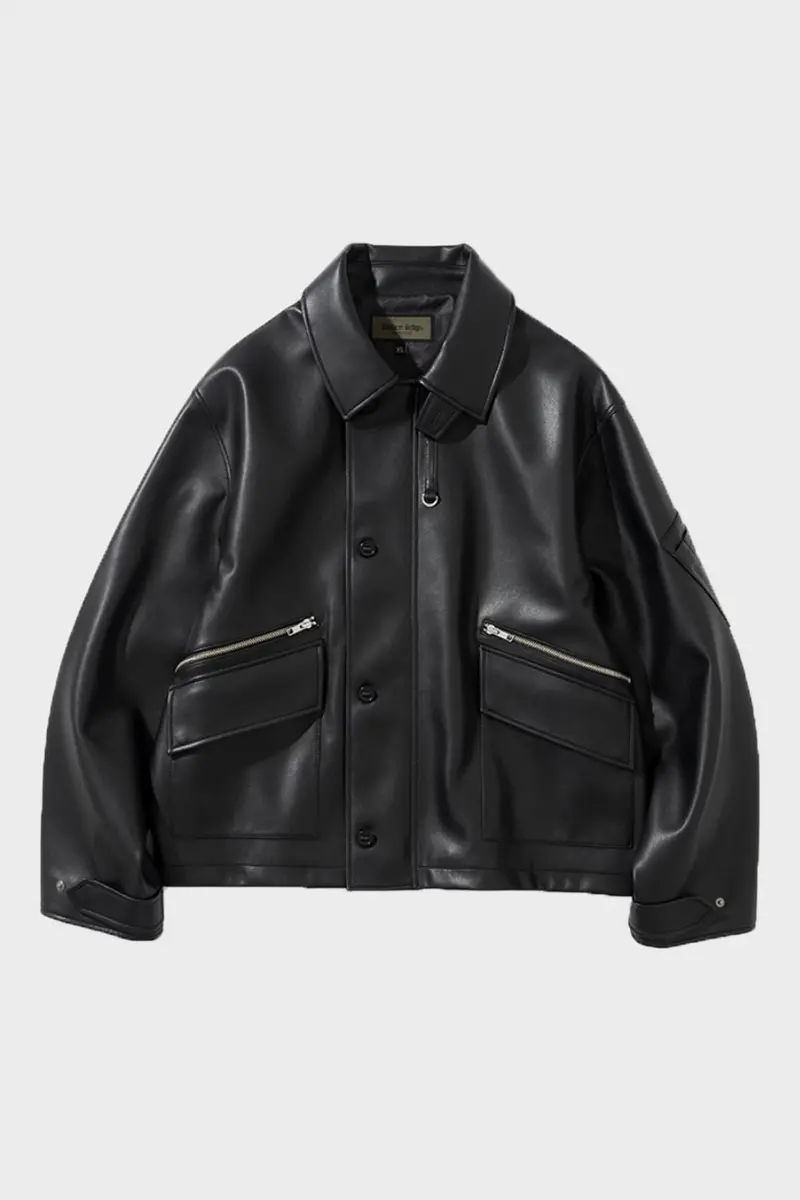 Black Vegan Leather Moto-Style Jacket 1