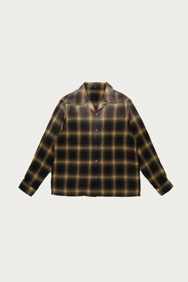 Bleached Beige Plaid Open-Collar Shirt – Lot. 101 1