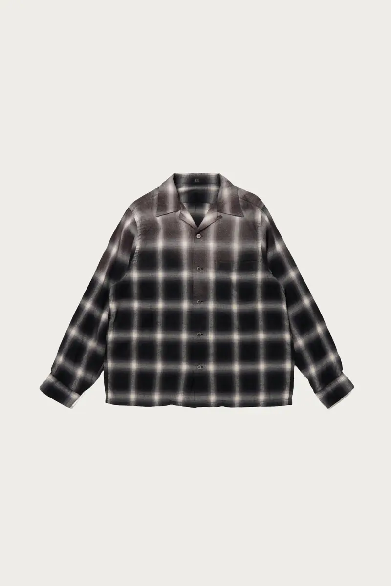 Bleached Gray Plaid Open-Collar Shirt – Lot. 101 1