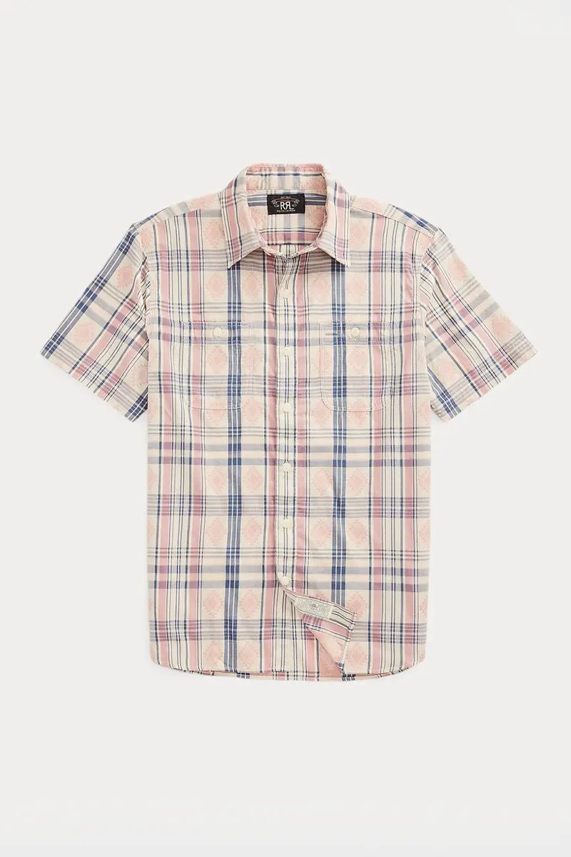 Blue-And-Multi Jacquard Madras Workshirt 1