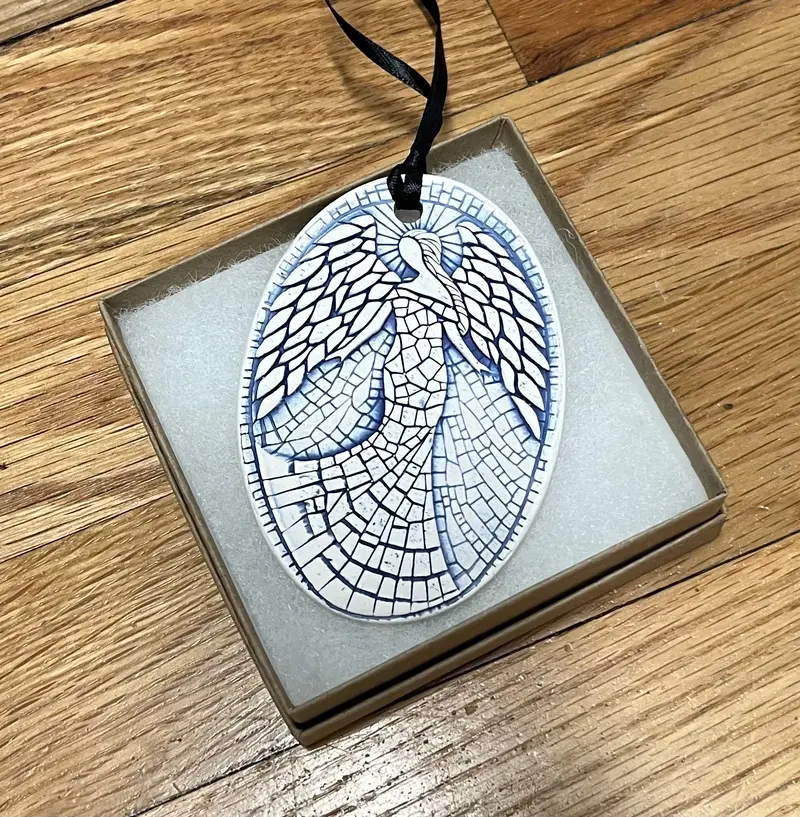 Blue Angel Pressed Ceramic Ornament 1