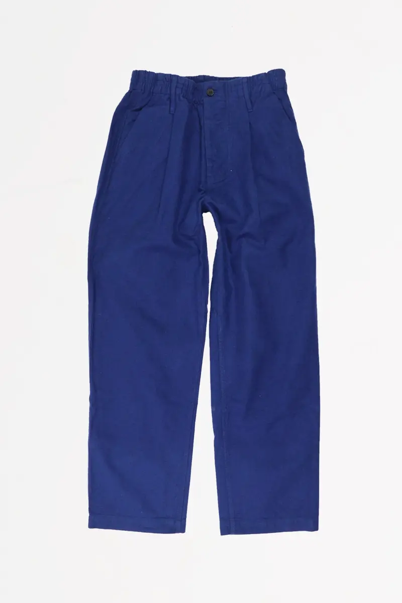 Blue Cotton Flannel Easy-Fit Trousers 1