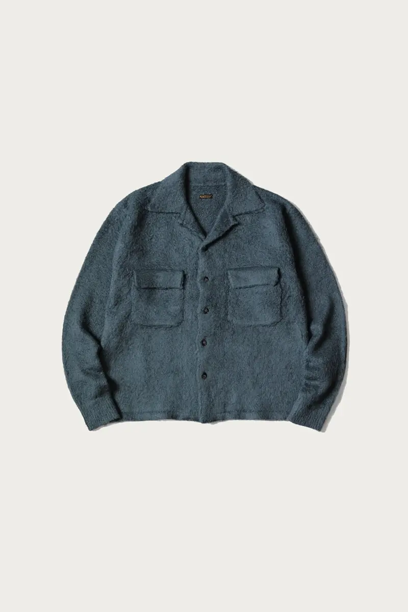 Blue-Grey Shaggy-Knit Board Shirt – 7G Elevated Loungewear 1