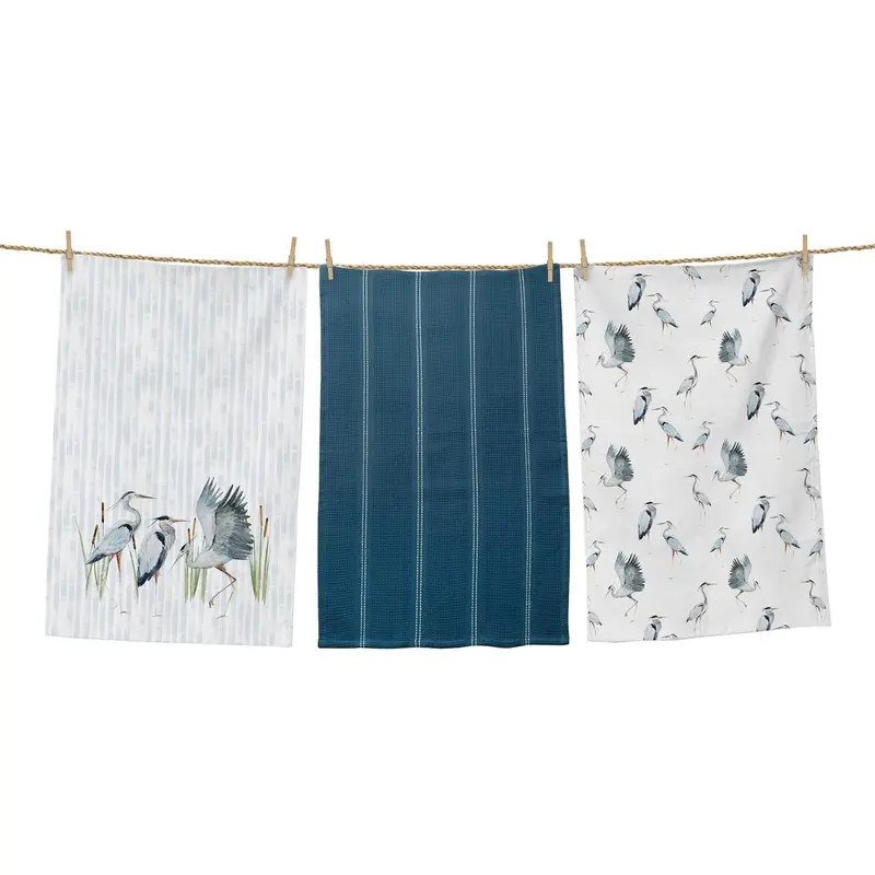 Blue Heron Dance Motif Tea Towel (Three Variants) 1