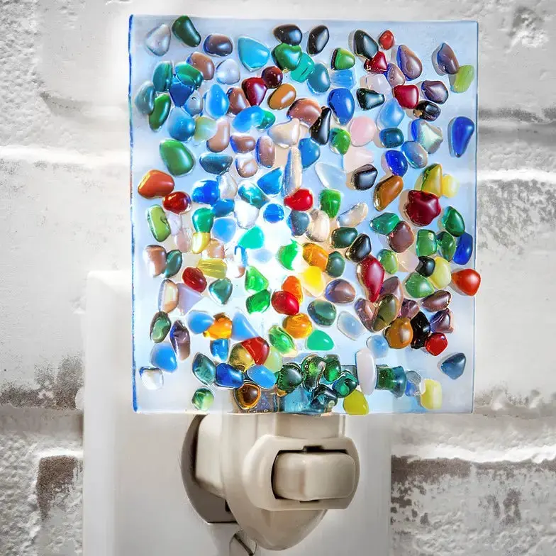 Blue Nightlight With Fused Pebble Design 1