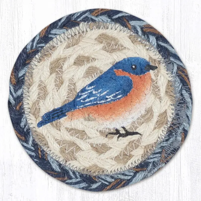 Bluebird Jute Coaster – 5-Inch Nature Motif 1