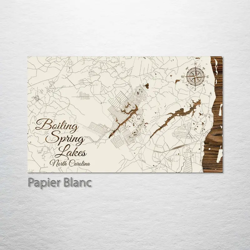 Boiling Spring Lakes, Nc Art Map – Papier Blanc Style 1