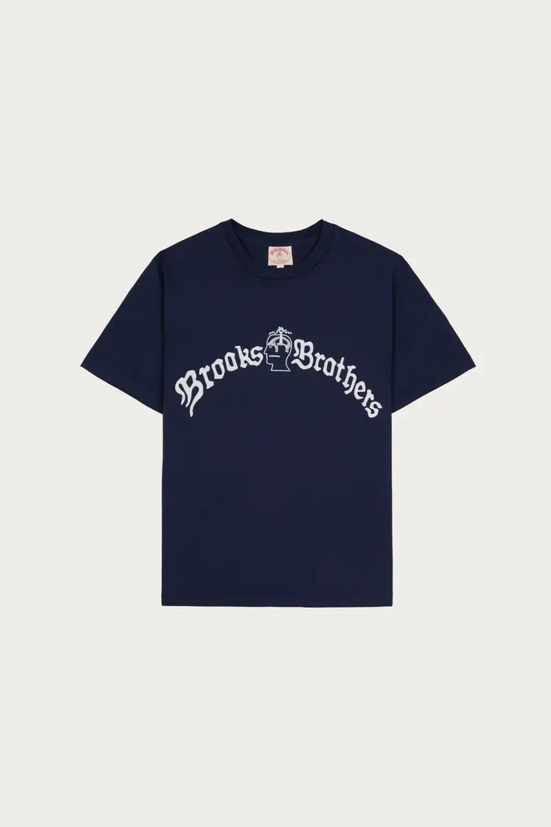 Brain Dead × Brooks Brothers California Logo Tubular T-Shirt – Navy 1