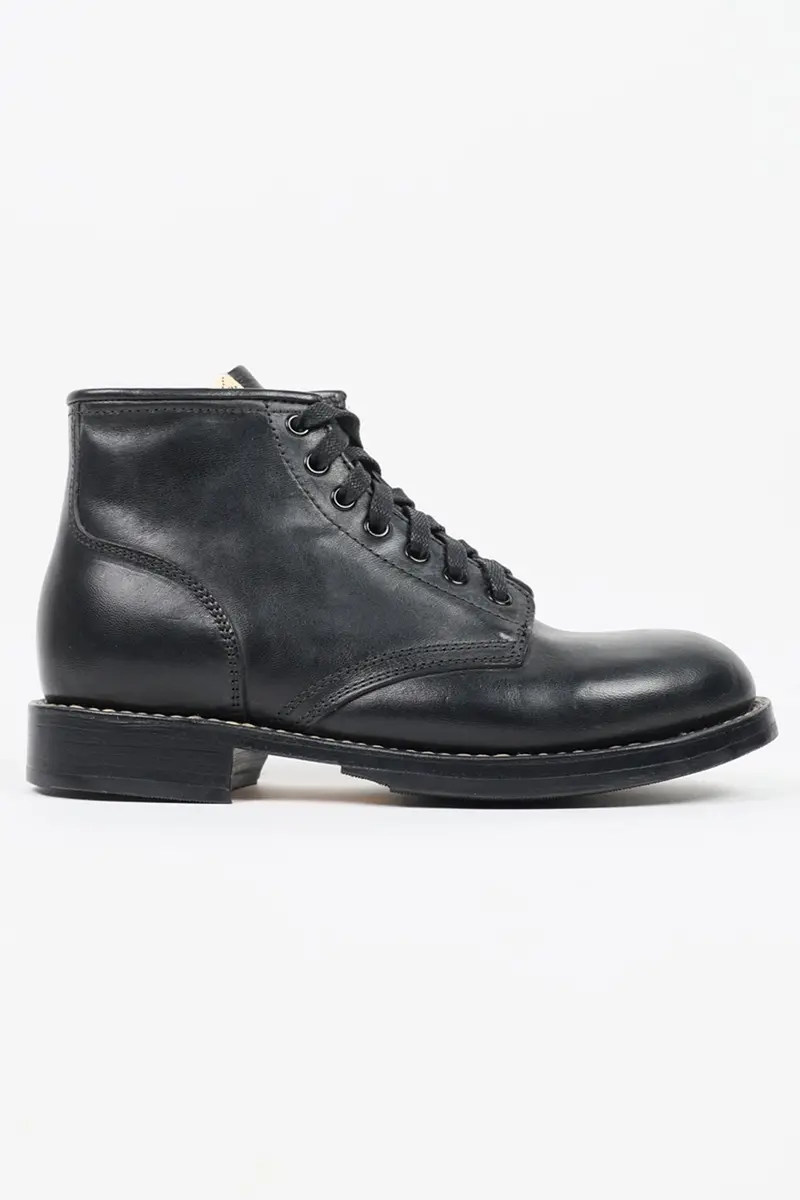 Brigadier Work Boots – Folk Cut In Polished Black Leather 1