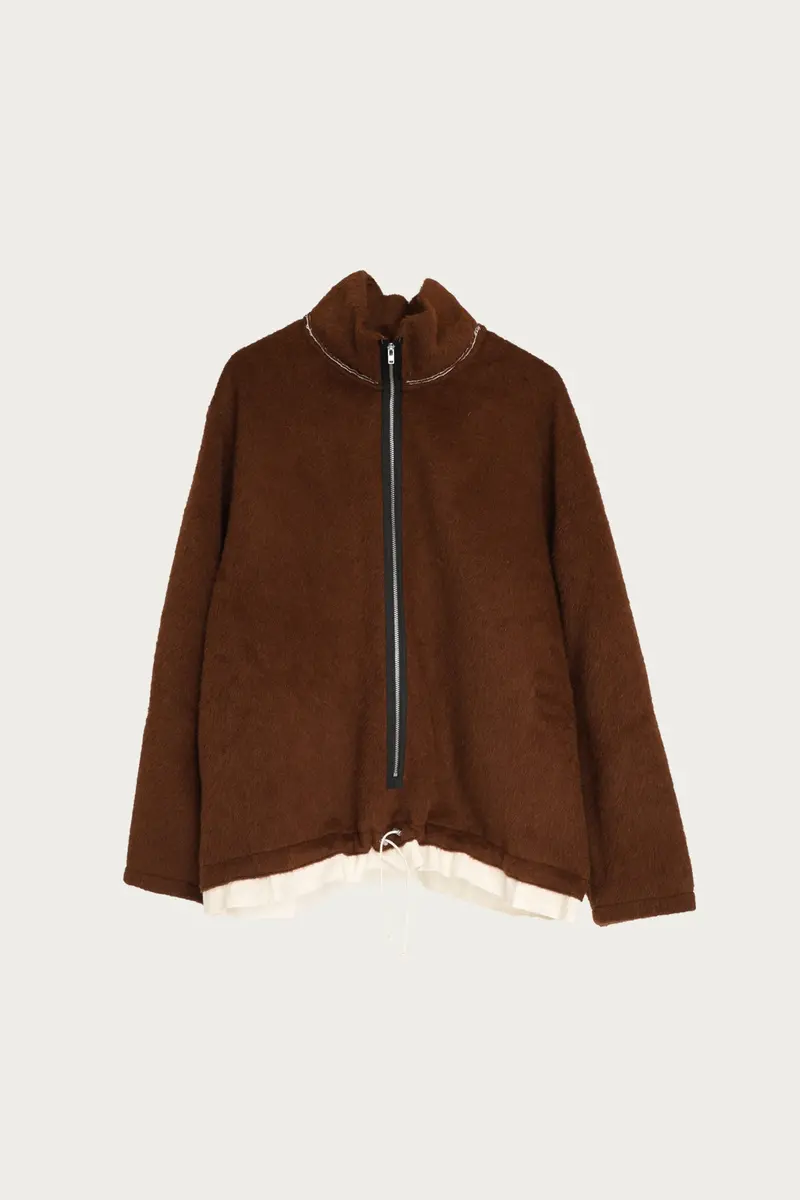 Brown Alpaca-Mohair Fleece Anorak 1