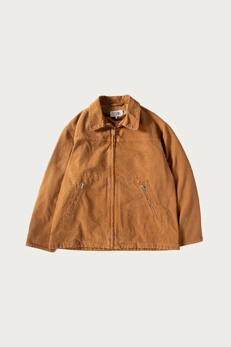 Brown-And-Tan Canvas Numeral Work Jacket 1