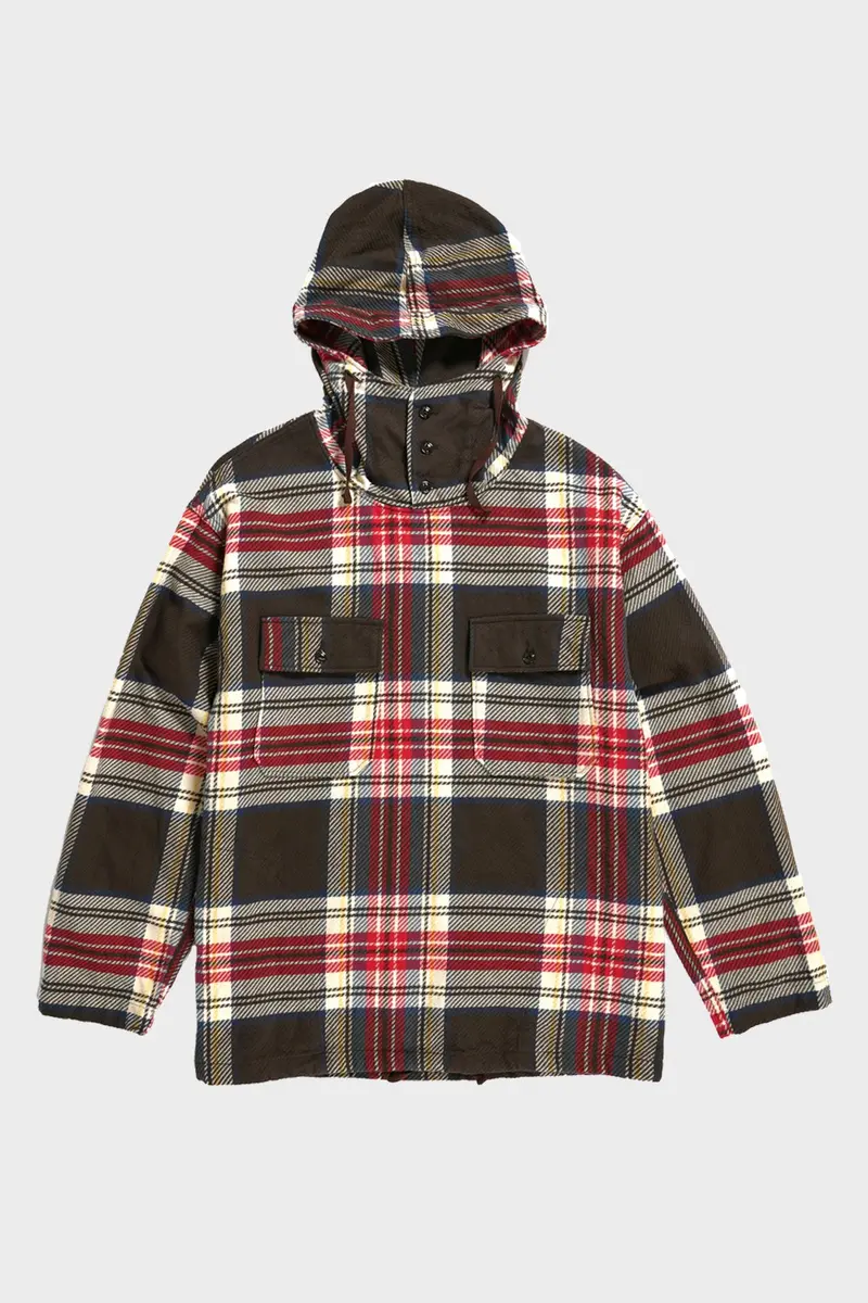 Brown Cagoule Shirt – Heavy Cotton Twill Plaid Weave 1