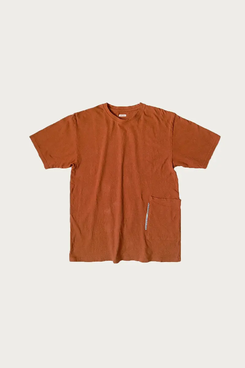 Brown Gauze Jersey Biscuit Pocket Tee – Soft Textured Everyday Top 1