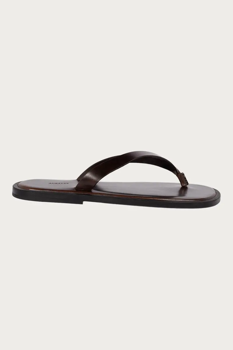 Brown Leather Tong Sandals 1