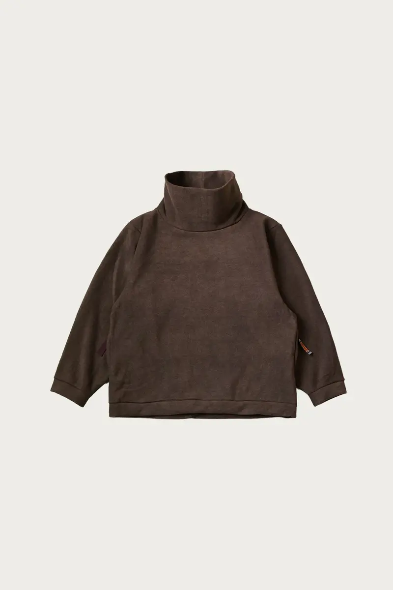 Brown Reverse-Fleece High-Neck Oversized Sweatshirt – Swt 1