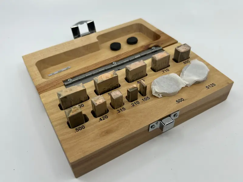Brown & Sharpe 598-10-18 Micrometer Calibration Kit — 12-Piece Set With Gage Blocks & Optical Flats, Discontinued Nos 1