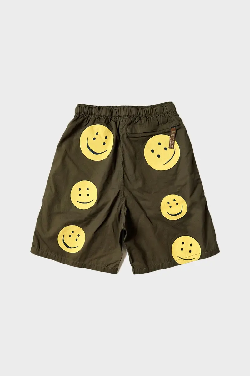 Brushed Burberry-Print Easy-Shorts In Khaki And Yellow 1