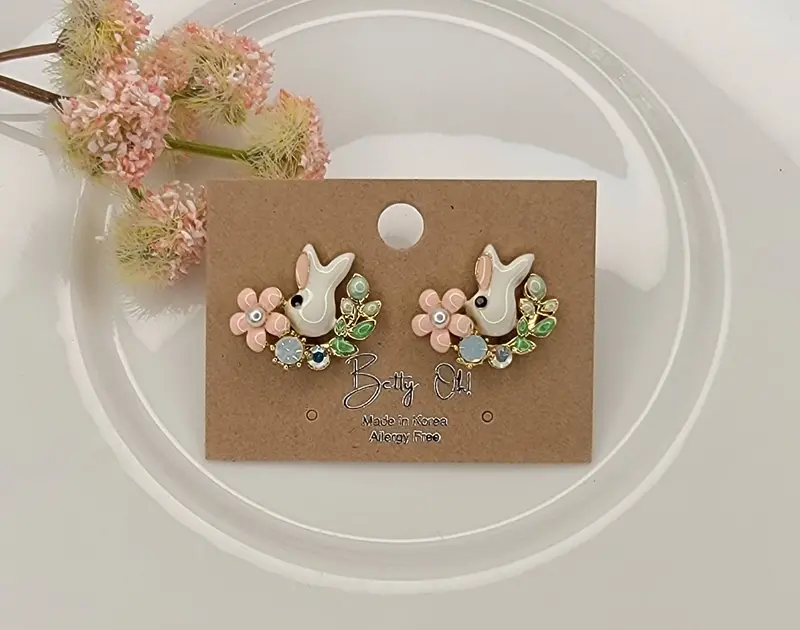 Bunny And Blooms Stud Earrings – Playful Spring Collection 1