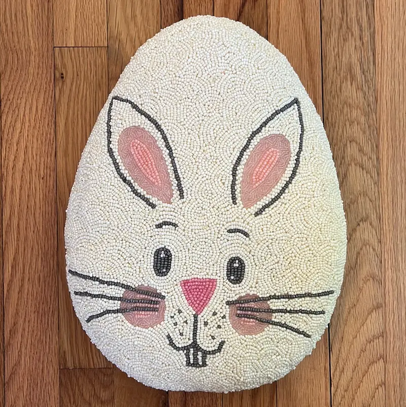 Bunny And Egg Beaded Throw Pillow – Spring Decor 1