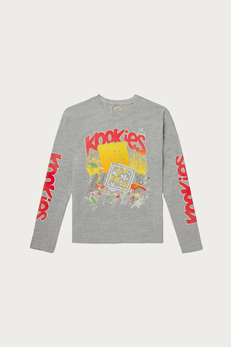 Buster Peckish Bowy Grey Long-Sleeve Crewneck Jersey T-Shirt 1