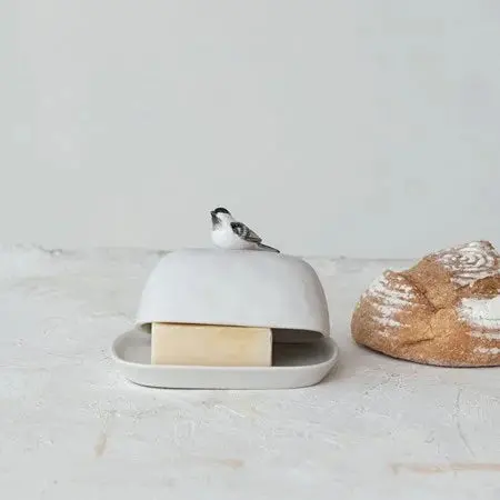 Butter Keeper With Whimsical Bird-Handle Design 1
