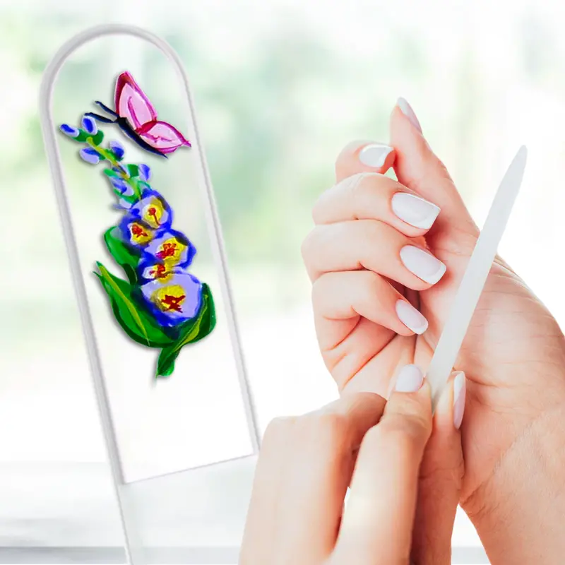 Butterfly & Gladiola Hand-Painted Crystal Nail File 1