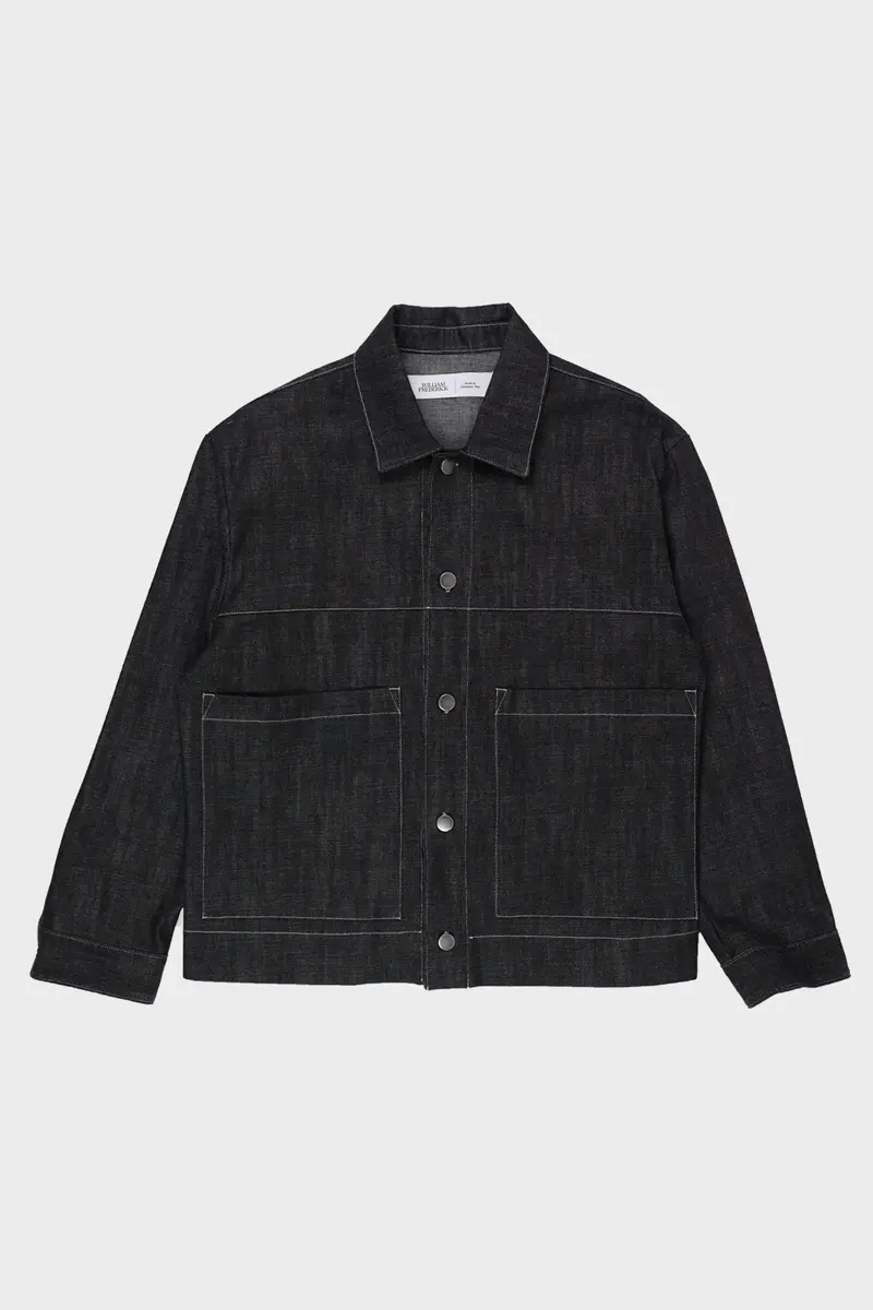 Cafe Jacket In Black Japanese Denim 1