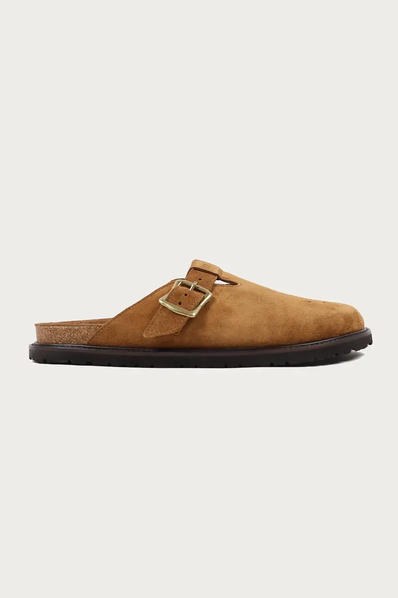 Camel Buggs Suede Clog – Comfortable Neutral-Tone Slipper 1