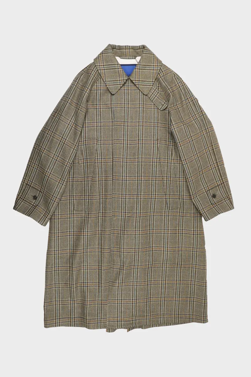 Camel Wool Tweed Balmacaan With Inverted Pleats 1