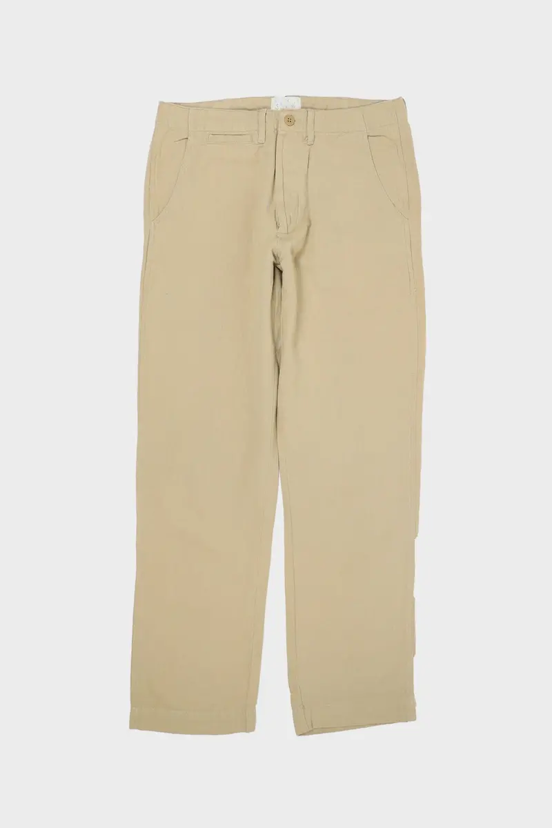 Camp Khaki Cotton-Linen Flat-Front Chinos 1