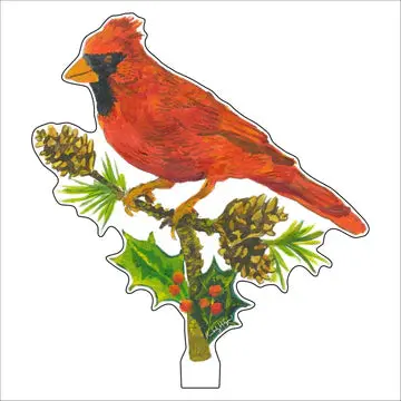 Cardinal And Pine Cone Acrylic Floral Art Print 1