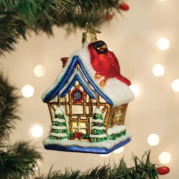 Cardinal-Themed Birdhouse Holiday Ornament 1