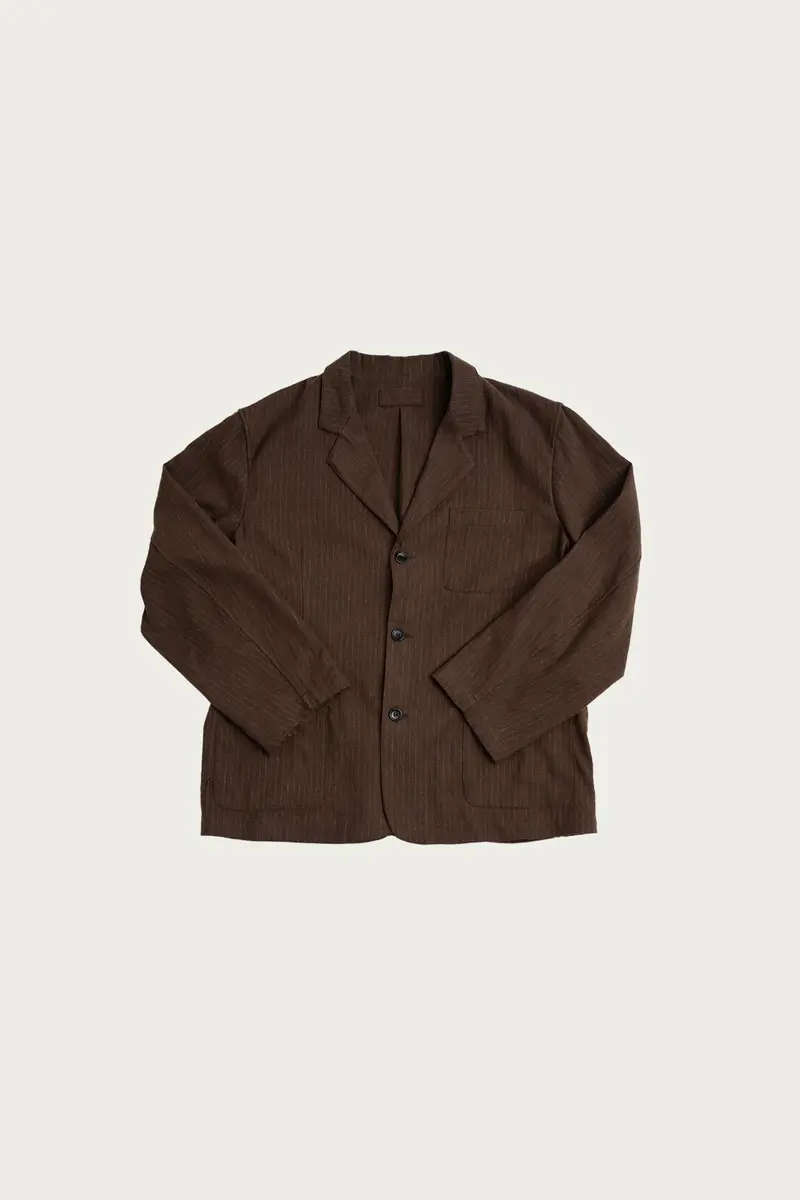 Carry-On Jacket – Dark Brown Striped Fabric 1