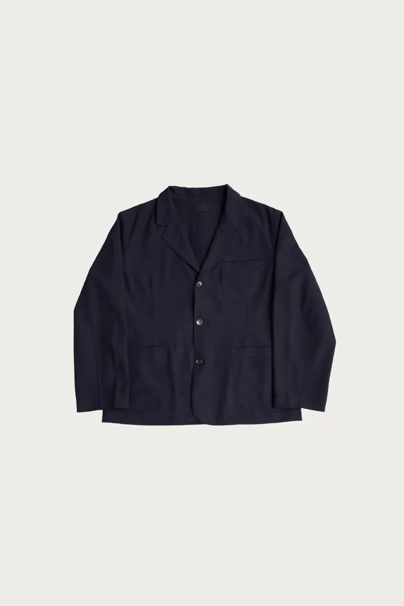Carry On Jacket – Dark Navy Wool Gabardine Blazer 1